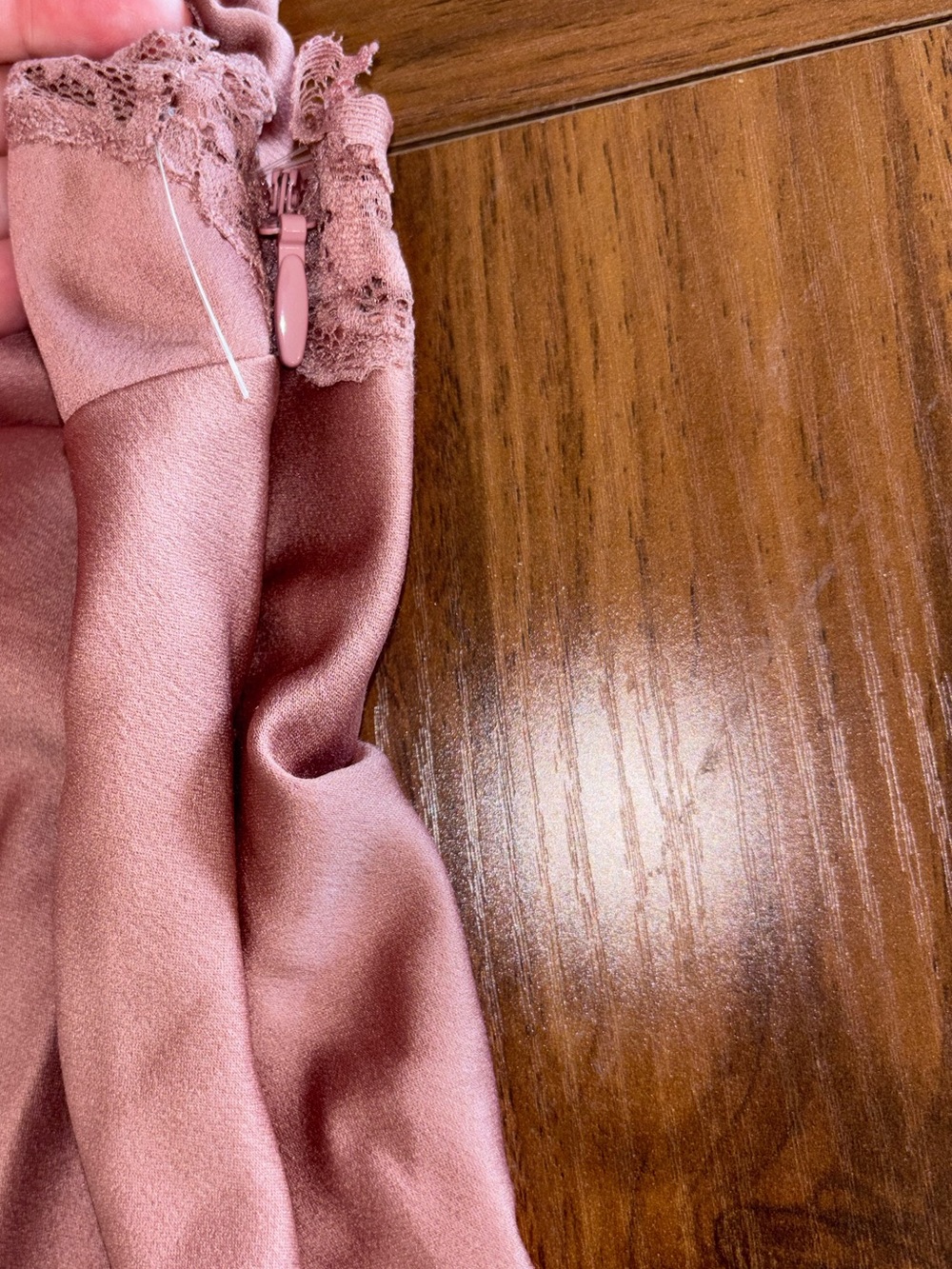 House of CB 'Nia' Rose Pink Satin + Lace Slip Dress NWOT - Picture 10 of 16